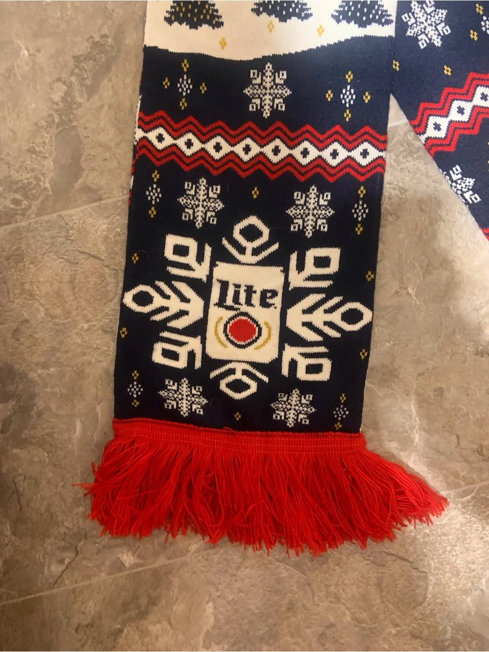 Miller Lite Holiday Ugly Sweater Knit Scarf Beer